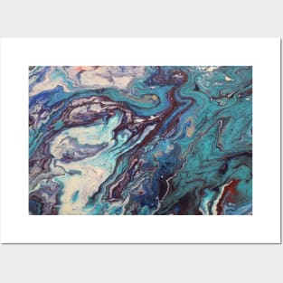 Teal and Red Marble Posters and Art